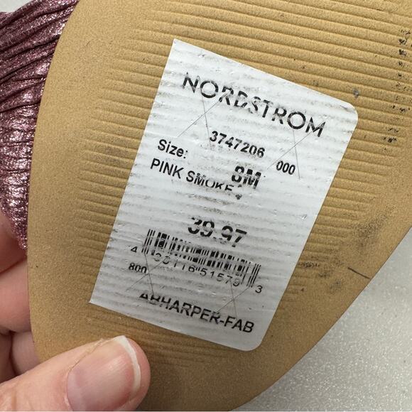 Abound Pink Glitter Fabric Chunky Heel Mule Womens 8 Bow Coquette Girly Peep Toe - Picture 5 of 10